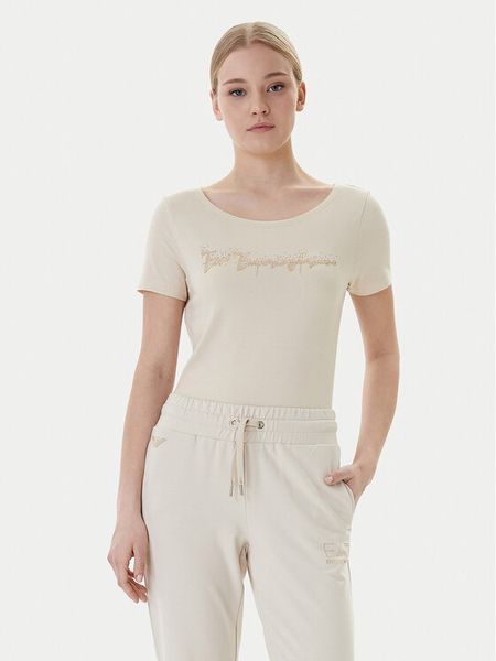 EA7 Emporio Armani T-Shirt 7W000978 AF10373 U1088 Beżowy Regular Fit. Brązowe t-shirty EA7 Emporio Armani, s, bez wzorów, z bawełny, bez kołnierzyka, bez ramiączek. Za 329.99 zł.