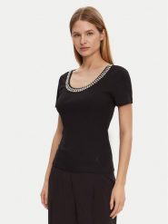 Marciano Guess Bluzka 5RGP18 6299A Czarny Reglan Fit. Czarne bluzki Marciano Guess, xxs, z aplikacjami, z wiskozy, bez kołnierzyka, bez ramiączek. Za 169.99 zł.