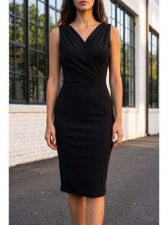 SOULSHAE Sukienka w kolorze czarnym rozmiar: XXL/3XL. Czarne sukienki SOULSHAE, xl, bez wzorów, bez kołnierzyka, bez ramiączek, midi. Za 119.95 zł.