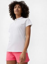 4F Koszulka polo regular damska XS. Białe bluzki 4f, xs, bez wzorów, z bawełny, bez kołnierzyka, bez ramiączek. W wyprzedaży za 19.99 zł.