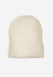 Jasnobeżowa Czapka z Metaliczną Nicią i Wywinięciem Temivra. Brązowe czapki Renee, bez wzorów, z jeansu. Za 34.99 zł.