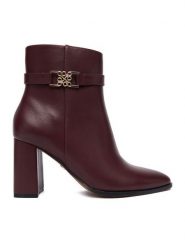 Nine West Botki CEO-NASIRA-01 Bordowy. Czerwone botki Nine West, bez wzorów, z materiału, bez obcasa, na słupku, bez zapięcia. Za 279.99 zł.
