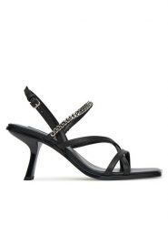 KARL LAGERFELD Sandały Karmel KL33625 Czarny. Czarne sandały KARL LAGERFELD, bez wzorów, ze skóry, bez obcasa, na szpilce, bez zapięcia. Za 709.99 zł.
