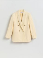 Marynarka z lyocellem - jasnożółty. Żółte marynarki i żakiety Reserved, l, bez wzorów, z lyocellu. Za 299.99 zł.