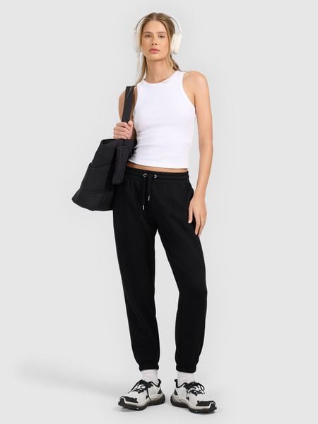 4F Spodnie dresowe joggery damskie - czarne L. Czarne spodnie dresowe 4f, l, bez wzorów, z dresówki. Za 129.99 zł.