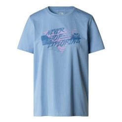 The North Face Koszulka Foundation Traces Graphic Nf0A882Uqeo. Niebieskie koszulki sportowe The North Face, bez wzorów, bez ramiączek. Za 138.99 zł.