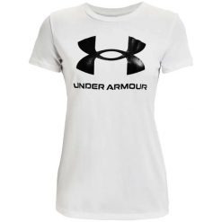 Koszulka damska z krótkimi rękawami UA Rival Logo Under Armour 1356305. Białe bluzki Under Armour, bez wzorów, sportowe, bez kołnierzyka, bez ramiączek. Za 129.99 zł.