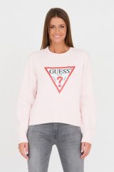 GUESS Różowa damska bluza Original Fleece, Rozmiar S. Czerwone bluzy sportowe Guess, s, z aplikacjami, bez kaptura. W wyprzedaży za 229.99 zł.
