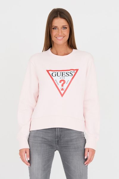 GUESS Różowa damska bluza Original Fleece, Rozmiar S. Czerwone bluzy Guess, s, z aplikacjami, bez kaptura. W wyprzedaży za 187.99 zł.