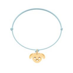 Bransoletka z Pieskiem na cienkim błękitnym sznurku. Niebieskie bransoletki Lilou, pozłacane. Za 109.00 zł.
