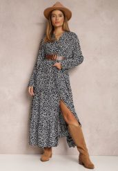 Granatowa Sukienka Aeleomoni. Niebieskie sukienki Renee, m, bez wzorów, z bawełny, bez kołnierzyka, bez ramiączek, maxi. Za 79.99 zł.