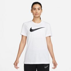 Koszulka z krótkim rękawem Damska Nike Biały. Białe bluzki Nike, s, bez wzorów, sportowe, bez kołnierzyka, bez ramiączek. Za 151.00 zł.