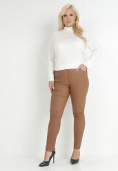 Brązowe Spodnie Skinny Push Up Zami. Brązowe spodnie materiałowe Born2be, na co dzień, uniwersalny, z aplikacjami, z jeansu. Za 89.99 zł.