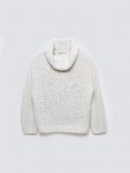 Sweter damski z obszernym golfem melanżowy biały Magdalena 100. Białe golfy Big Star, z aplikacjami, z denimu, bez ramiączek. Za 249.99 zł.