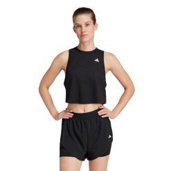 Damski tank top adidas Workout Essentials Boxy. Czarne topy Adidas, bez wzorów, bez kołnierzyka, bez ramiączek. Za 148.50 zł.
