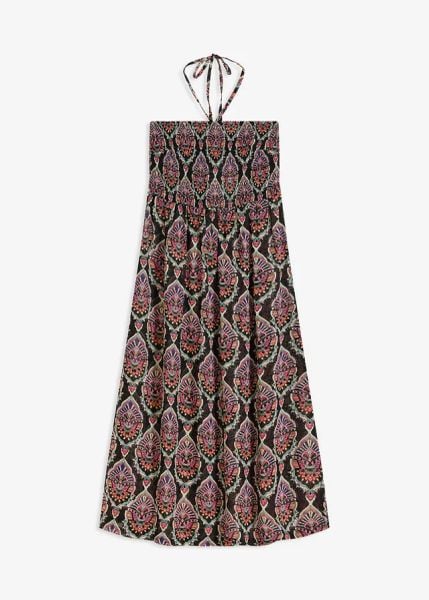 Sukienka plażowa z szyfonu. Czarne sukienki bonprix, na plażę, bez wzorów, z szyfonu, bez kołnierzyka, bez ramiączek. Za 59.99 zł.