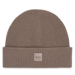 Czapka Calvin Klein. Brązowe czapki Calvin Klein, bez wzorów. Za 369.99 zł.