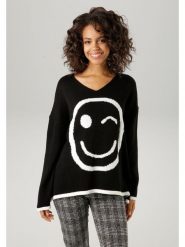 Aniston Sweter w kolorze czarnym rozmiar: 44. Czarne swetry Aniston, bez wzorów, bez ramiączek. Za 56.99 zł.