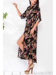 LA Angels Sukienka w kolorze czarno-pomarańczowo-różowym rozmiar: M. Czarne sukienki LA Angels, na co dzień, m, bez wzorów, z tkaniny, bez kołnierzyka, bez ramiączek, maxi, proste. Za 132.05 zł.