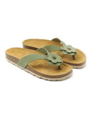 Mandel Skórzane japonki "Lene" w kolorze zielonym rozmiar: 39. Zielone klapki Mandel, z aplikacjami, ze skóry, bez obcasa. Za 130.99 zł.