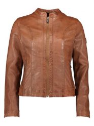 HIS Skórzana kurtka w kolorze jasnobrązowym rozmiar: 42. Brązowe kurtki HIS, bez wzorów, ze skóry, bez kaptura. Za 544.45 zł.