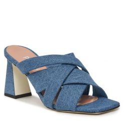 Klapki Pollini. Niebieskie klapki Pollini, bez wzorów, bez obcasa. Za 1,169.00 zł.