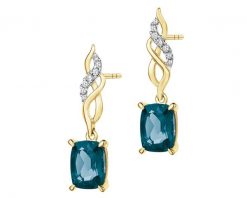 Kolczyki z żółtego złota z diamentami i topazami London Blue - próba 585. Niebieskie kolczyki Apart, z diamentem, złote. Za 3,290.00 zł.