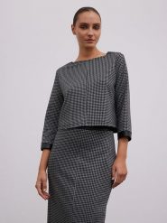 BGN Bluzka w kolorze czarno-szarym rozmiar: 40. Czarne bluzki BGN, bez wzorów, bez kołnierzyka, bez ramiączek. Za 113.63 zł.