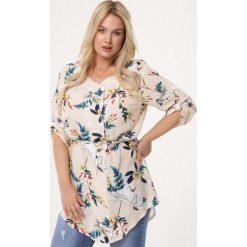 Beżowa Tunika Intermingle. Brązowe tuniki Born2be, xl, bez wzorów, bez kołnierzyka, bez ramiączek. Za 49.99 zł.
