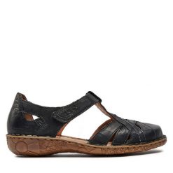 Sandały Josef Seibel. Czarne sandały Josef Seibel, bez wzorów, bez obcasa, na płaskiej podeszwie, bez zapięcia. Za 279.99 zł.
