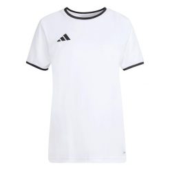 Koszulka damska adidas Entrada Jersey. Białe bluzki Adidas, bez wzorów, z jersey, sportowe, bez kołnierzyka, bez ramiączek. Za 60.99 zł.