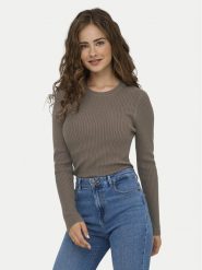 ONLY Sweter Louisa 15344579 Brązowy Slim Fit. Brązowe swetry Only, m, bez wzorów, z syntetyku, bez ramiączek. Za 119.99 zł.