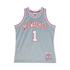 Koszulka NBA Milwaukee Bucks Oscar Robertson 75th NBA. Białe bluzki Mitchell & Ness, bez wzorów, sportowe, bez kołnierzyka, bez ramiączek. W wyprzedaży za 565.50 zł.