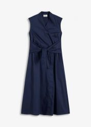 Sukienka z przewiązaniem. Brązowe sukienki bonprix, bez wzorów, eleganckie, bez kołnierzyka, bez ramiączek. Za 139.99 zł.