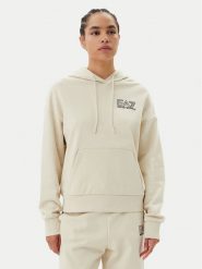 EA7 Emporio Armani Bluza 7W000101 AF12473 U1079 Beżowy Loose Fit. Brązowe bluzy EA7 Emporio Armani, xxl, bez wzorów, z bawełny, bez kaptura. Za 339.99 zł.