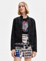 Desigual Kurtka z imitacji skóry Detroit 23SWEW02 Czarny Regular Fit. Czarne kurtki Desigual, xs, bez wzorów, ze skóry, bez kaptura. Za 399.99 zł.