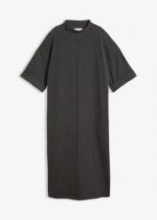 Sukienka z dżerseju. Szare sukienki bonprix, bez wzorów, z dżerseju, bez kołnierzyka, bez ramiączek. Za 109.99 zł.