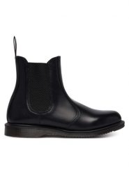 Dr. Martens Sztyblety Flora DM32217001 Czarny. Czarne botki Dr. Martens, bez wzorów, ze skóry, bez obcasa, na płaskiej podeszwie, bez zapięcia. Za 849.99 zł.