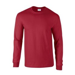 Ultra Bawełniana Koszulka Z Długim Rękawem Unisex Dla Dorosłych. Czerwone bluzki GILDAN, l, bez wzorów, z bawełny, sportowe, bez kołnierzyka, bez ramiączek. Za 60.99 zł.