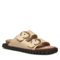 Klapki Genuins. Brązowe klapki Genuins, bez wzorów, bez obcasa. Za 479.99 zł.