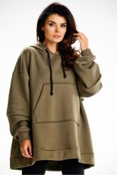 Bluza damska oversize z kapturem bawełna premium khaki. Brązowe bluzy Infinite You, l, z aplikacjami, z bawełny, z kapturem. Za 299.00 zł.