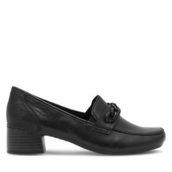Półbuty Rieker. Czarne czółenka Rieker, bez wzorów, bez obcasa, na obcasie, bez zapięcia. Za 339.99 zł.