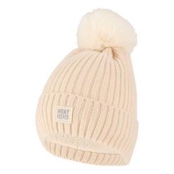 Czapka termiczna damska + pompon Jeden rozmiar - 2 sztuki. Białe czapki HEAT KEEPER, bez wzorów, z elastanu. Za 147.54 zł.