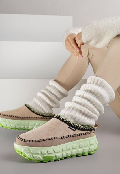 Zielone Niskie Śniegowce na Grubej Tłoczonej Podeszwie Arevire. Zielone trapery i śniegowce Born2be, z jeansu. Za 89.99 zł.