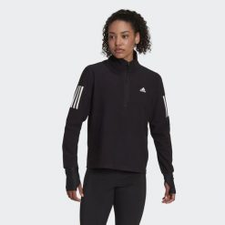 Bluza do biegania Own the Run Running 1/2 Zip. Czarne bluzy sportowe Adidas, xs, bez wzorów, z materiału, bez kaptura. W wyprzedaży za 210.60 zł.