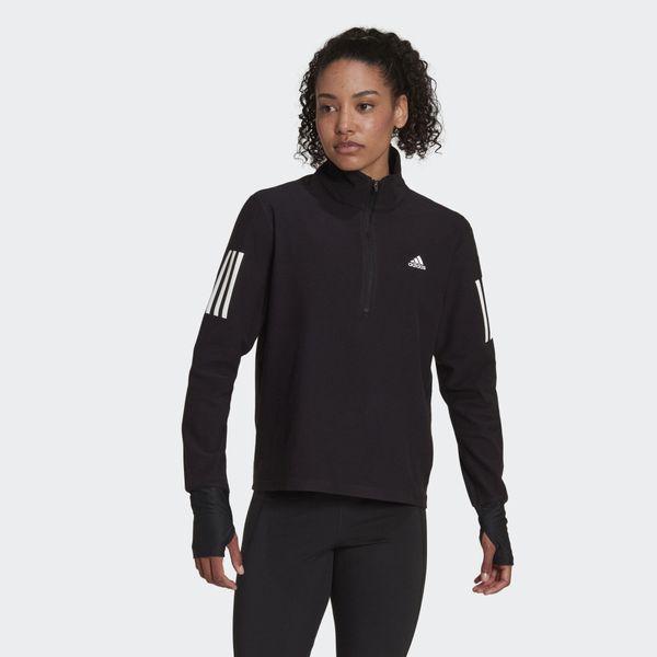 Bluza do biegania Own the Run Running 1/2 Zip. Czarne bluzy Adidas, xs, bez wzorów, z materiału, bez kaptura. W wyprzedaży za 229.10 zł.