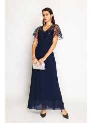 ASSUILI Sukienka w kolorze granatowym rozmiar: 34. Niebieskie sukienki Assuili, bez wzorów, klasyczne, bez kołnierzyka, bez ramiączek, maxi. Za 166.10 zł.