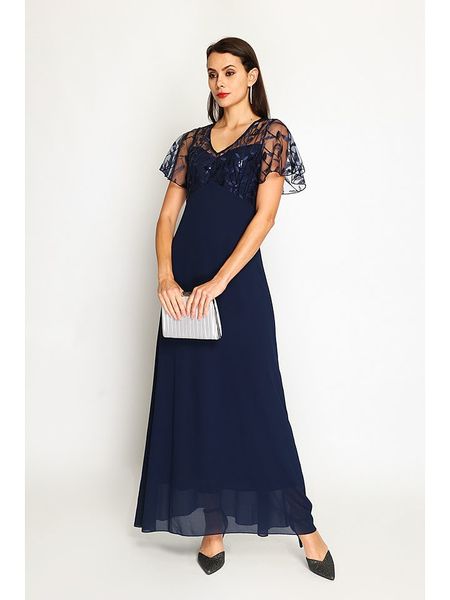 ASSUILI Sukienka w kolorze granatowym rozmiar: 34. Niebieskie sukienki Assuili, bez wzorów, klasyczne, bez kołnierzyka, bez ramiączek, maxi. Za 166.10 zł.