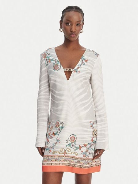 Just Cavalli Sukienka codzienna 80PAO948 NS846 Szary Regular Fit. Szare sukienki Just Cavalli, na co dzień, bez wzorów, z wiskozy, bez kołnierzyka, bez ramiączek, proste. Za 981.99 zł.