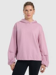 4F Bluza dresowa nierozpinana z kapturem damska - różowa S. Czerwone bluzy 4f, s, bez wzorów, z dresówki, z kapturem. Za 179.99 zł.